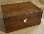 Antique Victorian Brass Bound Walnut Writing Slope Box