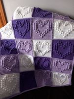 Handmade Crochet Baby Blanket Hearts Purple