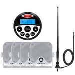 Marine Audio Bluetooth Stereo Boat Radio Receiver & Waterproof Speakers & Aerial