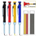 Deep Hole Solid Carpenter Pencil With 6 Refill Leads Construction Pencil Set