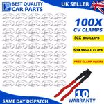 100X SET OF UNIVERSAL CV JOINT CRIMP CLAMP, STAINLESS STEEL CV BOOT CLIPS PLIERS