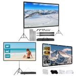 100" 120" Portable Projector Screen w/Stand 16:9 Pull Down Outdoor Home Theater