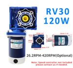 120W DC12V/24V High Torque Worm Gear Reducer Gearbox RV30 Electric Gear Motor