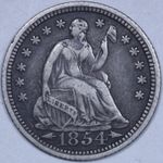 1854 Seated Liberty Half Dime (Arrows) - H10c Raw VF - Original Surfaces!