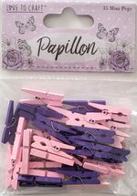 35 Pink & Purple Wooden Mini Craft Pegs