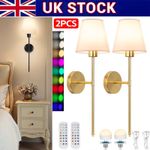 2Pack RGB Colour Battery Operated Wall Lights Rechargeable Wall Sconces Dimmable