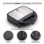 3 in 1 Cheese Sandwich Maker 850W Electric Panini Grill Waffle Toaster Plates