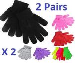 2 Pairs Magic Gloves MENS WOMENS ADULTS Black +Colours Winter Warm Neon Stretch 