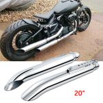 2x Stainless Steel Exhaust Muffler Pipe For Yamaha XVS 650 950 125 1100 Bobber