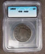 1823 Coronet Head Large Cent Key date ICG graded US mint copper coin 1c