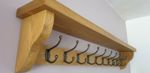 COAT RACK WITH SHELF  Rustic Handmade 10 Double Hooks Medium Oak Wax  Chunky 