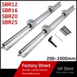 2PCS SBR12/16/20/25 Linear Rail 200mm~1000mm+4X SBR12/16/20/25UU Bearing Block