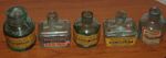 5 DIFFERENT SMALL ANTIQUE  GLASS LABELED INK BOTTLES