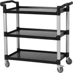 Utility Garage Cart 3 Tier Plastic with Wheels Heavy Duty 360 LBS Service Cart