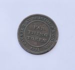1811 BRISTOL FARTHING TOKEN, "SHEATHING NAIL MANUFACTORY"