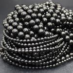 Jet Round Beads - 4mm 6mm 8mm 10mm - 14" Strand, for Jewellery Making