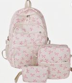 3-Piece Artistic Bow Backpack Set Capacity Casual Travel Bag Lunch Box and Case