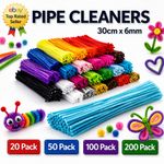 Chenille Craft Stems Pipe Cleaners 30cm 6mm Long Craft Wires Flexible 20-200pack