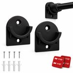 2 PCS Shower Curtain Pole Holder, Shower Rod Bracket - No Drilling Opt - BLACK