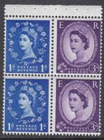 SB57e Wilding booklet pane 9.5mm on 1d and 5.5mm on 3d type AP UNMOUNTED MNT