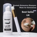 Eyelash Shampoo for Eyelash Extension Eye lash Foam Cleanser with soft brush 60m
