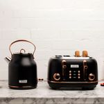 Haden Heritage Black & Copper 1.7L BPA Free Kettle & 4 Slice Wide Slot Toaster