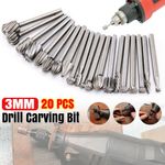 20x HSS Carbide Burr Rotary Drill Bits Set Grinder Carving Engraving Dremel Tool