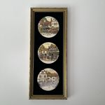 Vintage Goebel Staffordshire “Old Coach House” Framed Plates Set of 3 Gilt Frame