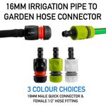 Garden Hose to 13/16mm LDPE Irrigation Pipe Barb Connector – Click On / Off
