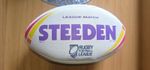 STEEDEN Rugby League Ball League Match Size - White Pink Yellow Orange Purple