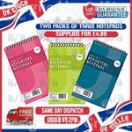 PACK OF 6 NOTE PAD SPIRAL SHORTHAND REPORTER NOTEBOOK NOTEPAD PAPER RULED LINED