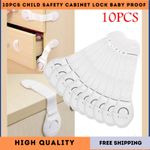 10Pcs Child Proof Safety Catch Cupboard Cabinet Door Drawer Lock Latch Baby Kids