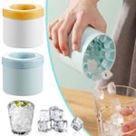 Silicone Ice Cube Mold Round Mini Ice Maker Bucket Tray Barware Space Saving