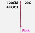 20 x 4ft (120cm) Electric Fence Pink Poly Posts fence Stakes tape rope