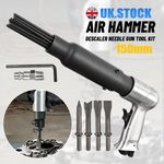 150mm Air Hammer Drill Gun With 4 X Chisels + Needle Descaler Paint Rust Remover