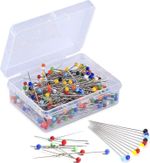 Sewing Pins - 100 Pack, Coloured Heads, Dressmaking & Quilting Pins