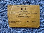 U2 ticket for early gig at Coasters, Edinburgh 31st August 1981 Great condition.