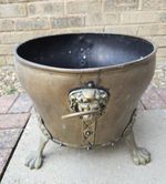 Solid Brass Coal Bucket Planter – Lion Paw Feet & Ring Handles 44cm