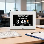 Digital Alarm Clock LCD Calendar Date Memory Loss Dementia Elderly Time Reminder