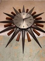 Metamec Sunburst Clock Silver version Working VGC 60’s