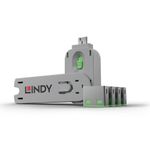 Lindy 40451 USB Port Blocker Pack of 4 Green with Key ABS