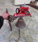 Cast Iron BELL " Heavy  McCORMICK FARMALL RED TRACTOR Wall Mounting Loud !!