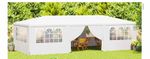White 4x9m PE Party Tent Marquee, Steel Frame, Side Walls/Windows UV/WR