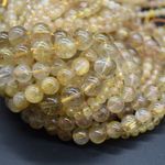 Yellow Rutilated Quartz Round Beads 4 6 8 9 10mm - 14", for Jewellery Making