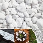 Decorative Garden Stones SNOW WHITE Marble Pebbles Greece Sizes Home Aquarium