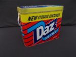 VINTAGE RETRO DAZ WASHING POWDER TIN WITH HINGED LID & SPARE HANDLES
