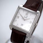 Dunhill Square Date Roman White Dial Brown Original Band Mens Quartz Watch 18cm