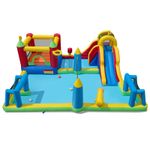 Inflatable Bounce House Kids Water Slide with Climbing Wall Splash Pool