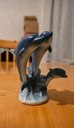 Ceramic Dolphins Swimming Figurine