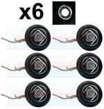 6x Halo White LED Round Button Front Marker Lights Push Fit Flat/Curved Surface